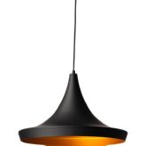 Euclid Pendant Lamp in Matte Black Metal w/ Gold Interior